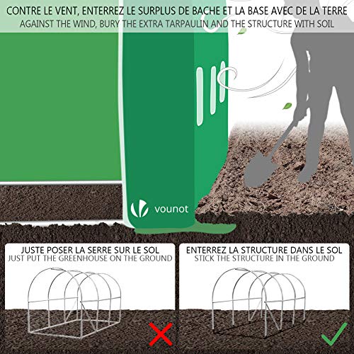 VOUNOT Invernaderos Jardin, Tunel Invernadero Huerto prar Plantas, Ubo de Acero y Plastico, Impermeable, 3 x 2 x 2 m, Verde