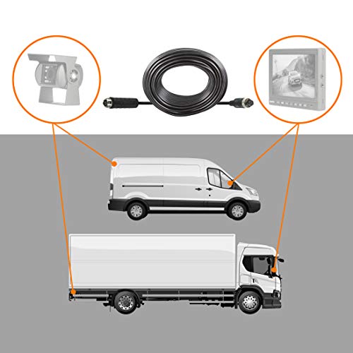 VSG24 29123 – Cable Extensión Sistemas de Reversa, Camión, Furgoneta, Autocaravana, Cable Cámara 4 Pin, Resistente al Agua IP67, 12 y 24 V - 15 m