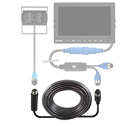 VSG24 29123 – Cable Extensión Sistemas de Reversa, Camión, Furgoneta, Autocaravana, Cable Cámara 4 Pin, Resistente al Agua IP67, 12 y 24 V - 15 m