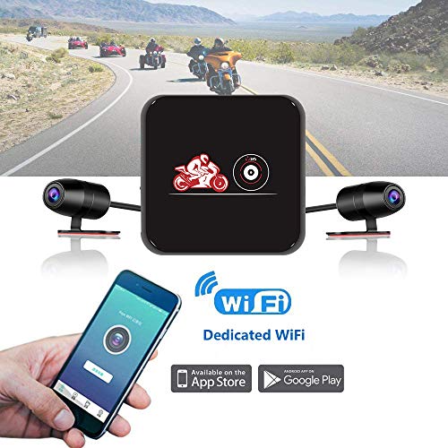 VSYSTO Motocicleta Dash CAM Cámara de la Motocicleta Lente Dual 1080P Cámara Delantera y Trasera 130 ° Gran Angular Cámara Deportiva a Prueba de Agua WiFi