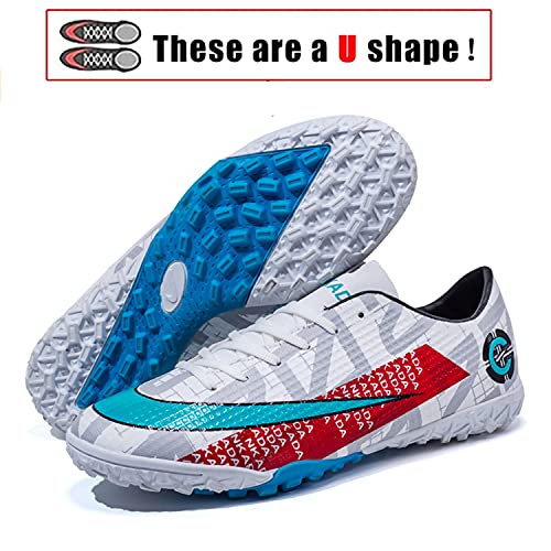 VTASQ Zapatillas de Fútbol Hombre Profesionales Antideslizante para Entrenar al Aire Libre Atletismo Zapatos de fútbol Zapatos de Entrenamiento Zapatos de Deporte Blanco 41EU