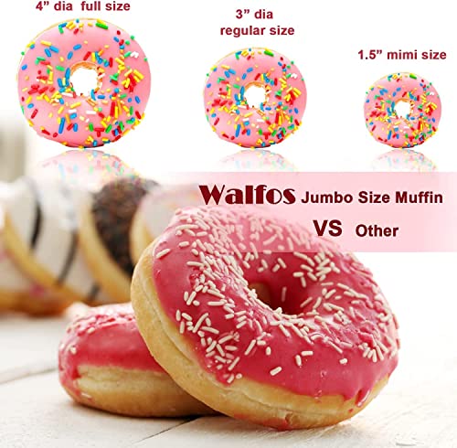 Walfos Moldes de silicona de gran tamaño – Molde antiadherente de 10 cm, moldes de Donuts resistentes al calor, sin BPA, para beetas, pasteles, galletas y Bagels(3 unidades)