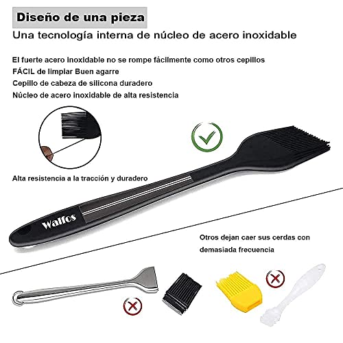 Walfos Pinceles de repostería, 3 Piezas Pincel de Cocina, Resistente al Calor, de Silicona, Flexible y fácil de Limpiar, para Hornear, Cocinar y BBQ Grill