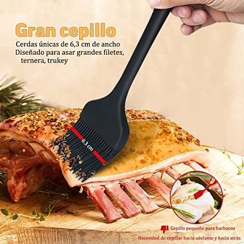 Walfos Pinceles de repostería, 3 Piezas Pincel de Cocina, Resistente al Calor, de Silicona, Flexible y fácil de Limpiar, para Hornear, Cocinar y BBQ Grill