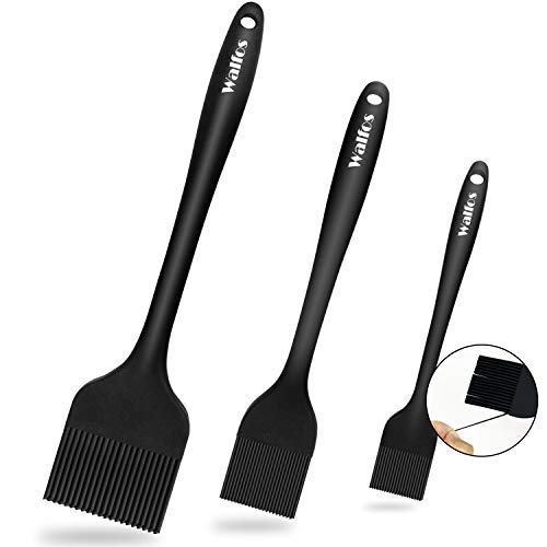 Walfos Pinceles de repostería, 3 Piezas Pincel de Cocina, Resistente al Calor, de Silicona, Flexible y fácil de Limpiar, para Hornear, Cocinar y BBQ Grill