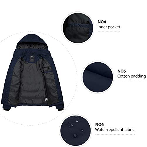 Wantdo Abrigo Cálido Invierno Parka Casual Militar Exteriores Abrigo Hombre Invierno Elegante Chaquetas Puffer Resistente al Agua Hombres Azul Marino X-Large