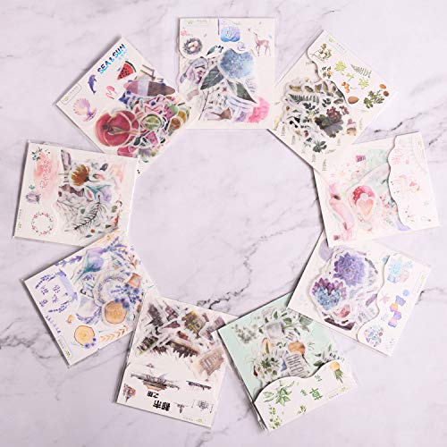 Washi Sticker Pack, 11 hojas (440 piezas) Planta | Flor | Botánico | Pétalos | Pegatina Galaxy Scrapbooking para Sobres, álbumes de Recortes, Etiquetas, Diarios, Lindas Pegatinas para Planificadores