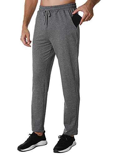 Wayleb Pantalon Chandal Hombre Algodón Pantalones Deporte Invierno Larga Pantalon Jogger Cintura Elástica con Bolsillos de Cremallera Running Fitness