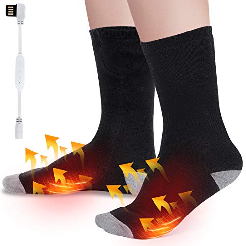 Wchiuoe Calcetines Eléctricos con Calefacción con 3 ajustes de Calefacción，para Exteriores, Senderismo, Caza, Camping, Equitación, Esquí, Calentar Artritis（Este Producto no Incluye energía móvil）