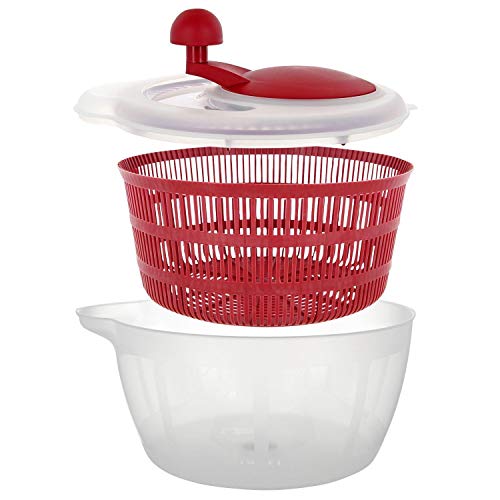 Westmark Ensaladera, Capacidad: 5 litros, ø 26 cm, Plástico, Sin BPA, Fortuna, Color: transparente/Rojo, 243222E2