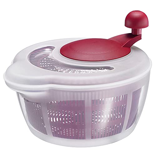 Westmark Ensaladera, Capacidad: 5 litros, ø 26 cm, Plástico, Sin BPA, Fortuna, Color: transparente/Rojo, 243222E2