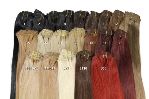 WIG ME UP- EX03-GGO-4 Extensiones clip-in set 8 piezas cabeza completa color moreno oscuro (4) largo 40cm