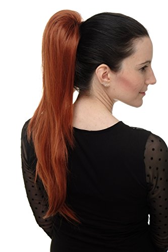 WIG ME UP- Extensión de pelo voluminosa lisa coleta clip tipo mariposa pequeño elástico pelo aprox. 60 cm rojo cobrizo WK06-350