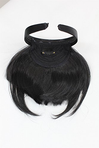 WIG ME UP- Peluca, flequillo de clip-in, con diadema, pelo de costado largo, aparencia muy natural, negro (1B), HA071T-1B