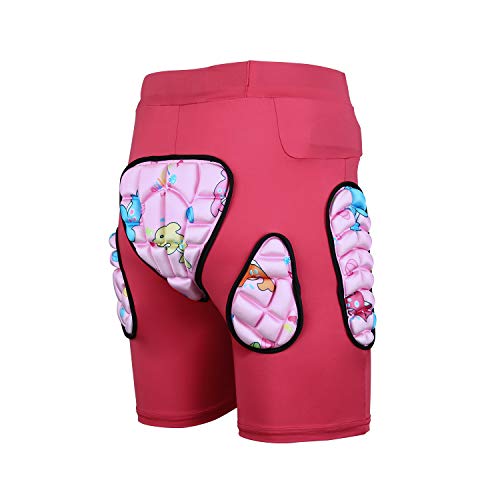 WILDKEN Pantalones Cortos de Protección para Niños Infantil Hip Equipo Acolchados de Protección para Cadera para Esquiar Skate Ski Snowboard (Rosa, M)