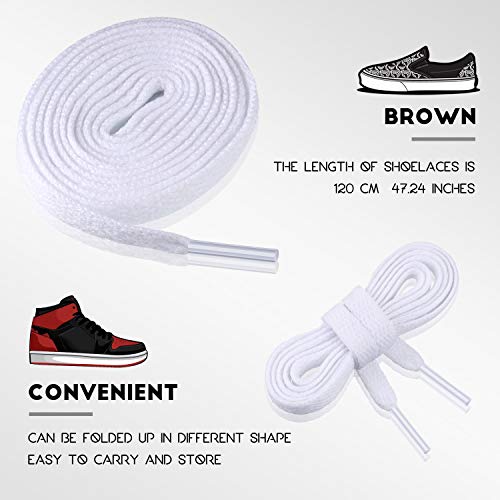 WILLBOND 2 Pares de Cordones BlancosPlanos de Entrenador Cordones de Calzado Deportivo de Reemplazo para Calzado Deportivo, Calzado Casual Adultos o Niños