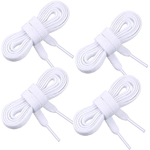 WILLBOND 2 Pares de Cordones BlancosPlanos de Entrenador Cordones de Calzado Deportivo de Reemplazo para Calzado Deportivo, Calzado Casual Adultos o Niños