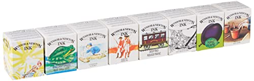 Winsor & Newton Tinta para Dibujo Drawing Ink- Set de 8 tintas, Colección William, Multicolor