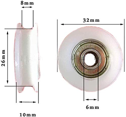 Winwill® Polea del cojinete de la guía de la rueda del surco 4pcs U acanaló los muebles 6 * 32 * 10m m de la bola del carril 0.23"* 1.25 * 0.39 pulgadas