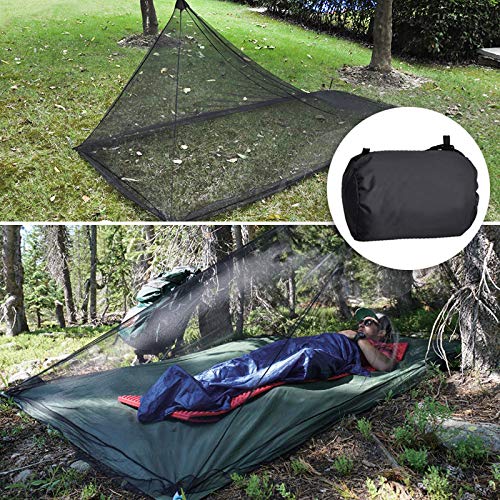 Wisolt Mosquitera para cama de camping doble compacta y ligera con 4 clavijas y 1 bolsa de transporte para camping senderismo pesca expediciones en la selva