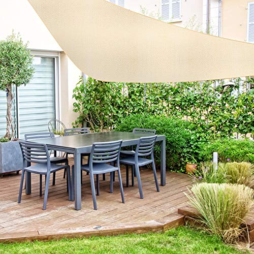 WOKKOL Toldo Vela de Sombra, Toldo Vela de Sombra Jardín, Toldo Vela de Sombra Patio, Toldo de Vela Solar, 90% Resistente UV, Respirable, 185 g / ㎡ HDPE de Alta Densidad, para Patio/Jardín (3X3X3M)