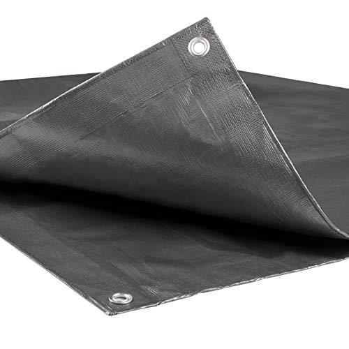 WOLTU Lona Impermeable Lona de Protección, Duradera con Ojales para Muebles, Jardín, Piscina, Coche 280 g/m2 Gris 3x5m GZ1179m4