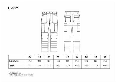 Work Team Pantalón Multibolsillos Alta Visibilidad. Cintas Reflectantes Diferentes tamaños. EN ISO 20471:2013 Hombre Naranja A.V.+ Negro 56