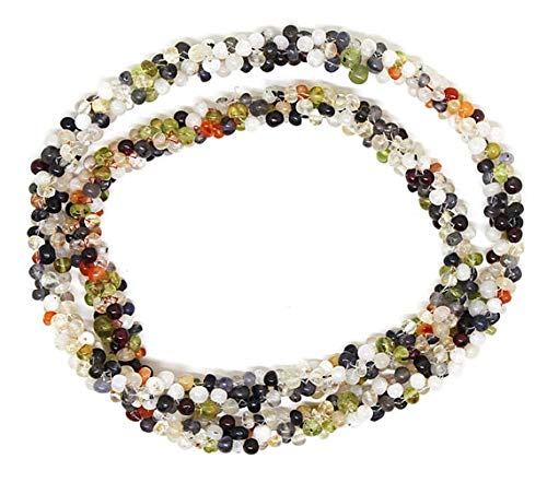 World Wide Gems Beads Gemstone Mix Semi Precious Multi Color Drops Rope Gemstone Beaded Necklace/Semi Precious Beads/Gemstone Beads//Beaded Jewellery, Colorful, Feminine, Size-3-4mm Code-HIGH-25457