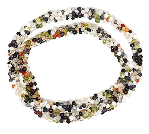 World Wide Gems Beads Gemstone Mix Semi Precious Multi Color Drops Rope Gemstone Beaded Necklace/Semi Precious Beads/Gemstone Beads//Beaded Jewellery, Colorful, Feminine, Size-3-4mm Code-HIGH-2278