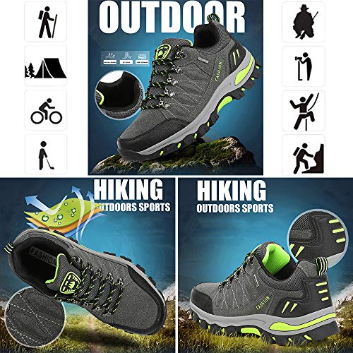 Wowei - Botas de senderismo, impermeables, para exteriores, deportivas, antideslizantes, cómodas, ligeras, de montaña, para trekking, para hombre y mujer, color Negro, talla 45 EU