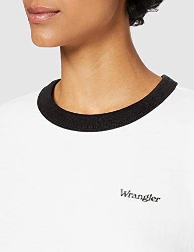 Wrangler Relaxed Ringer Camiseta, Color Negro, XS para Mujer