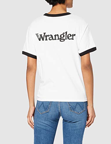 Wrangler Relaxed Ringer Camiseta, Color Negro, XS para Mujer