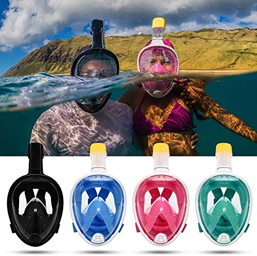 Wsobue Máscara de Buceo, Gafas Snorkel 180° Panorámica Vista Anti-Niebla Apoyo Camara Deportiva, Anti-Fugas Máscara de Snorkel para Adultos y niños (Verde S/M)