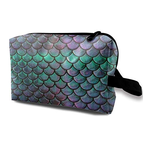 XCNGG Bolsas de maquillaje unisex Bolsas de aseo multiusos Exquisita bolsa de cosméticos Estilo de escala de sirena verde