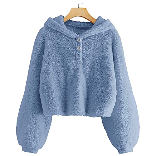 Xnova Sudaderas Niño Sudadera Niña con Capucha Sudadera Niño Manga Larga Ropa Niña Invierno Pijama Polar Niña Sudadera Niño Ropa Niña Pijama Niña 5 Años - 6 Años Azul