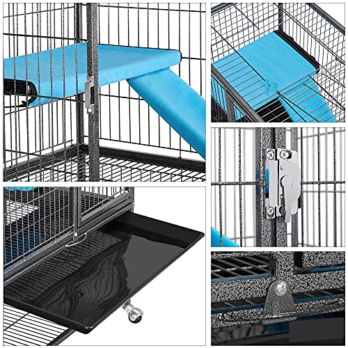 Yaheetech Jaula para Roedores con Ruedas Un Piso Jaula Hámster Metal 61x42,5x85,5cm Casa para Conejo Hurones Chinchillas Animales Pequeñas Negro