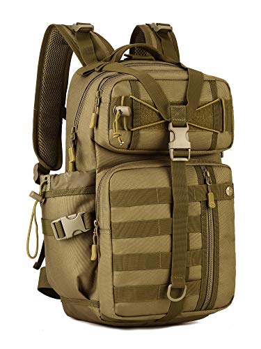 Yakmoo Mochila de Asalto Impermeable Estilo Militar Táctico de Nylon Molle Sistema Blasa de Estudiante Gran Mochila de 30L al Aire Libre Marrón