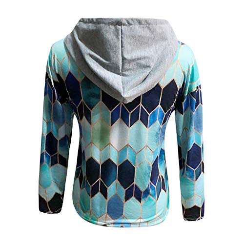 YANFANG Blusa Tops para Mujer Camiseta Hoodies Talla Grande de Manga Larga con estanmpado Suelta Tie-Dye Impreso Bordado Cuello para Invierno Casual