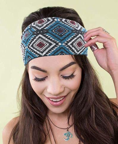 Yean Diadema ancha bohemia a rayas, turbante negro elástico para el pelo, accesorios para la cabeza de yoga para mujeres y niñas (paquete de 3)