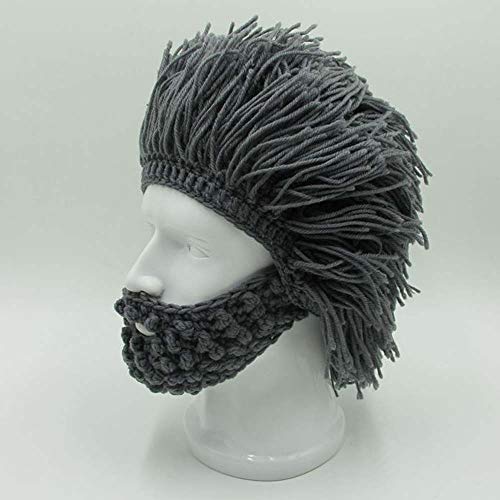 YEKEYI Viking - Gorro de lana para barba con diseño de calavera - negro - talla única