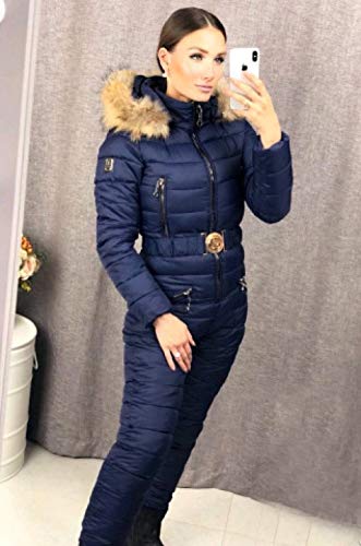 YHWW Traje de esquí Promoción Snow Ski Trajes Mujeres Mono de esquí de una Pieza Chaqueta de Snowboard Transpirable Conjuntos de pantalón de esquí Monos Rusia, Azul Marino, XXL