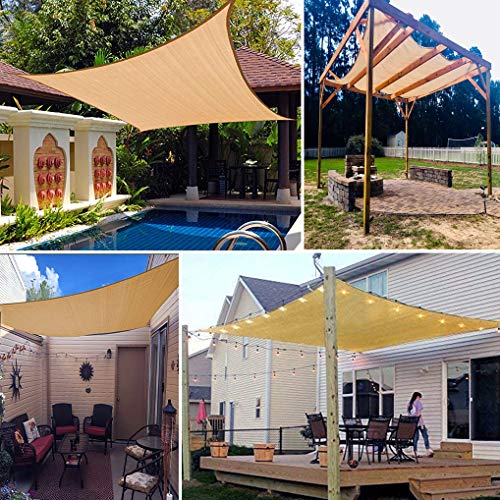 Yidaxing Toldo Vela de Sombra Rectangular 2 x 2 Metros, Protección Rayos UV Toldo Lmpermeable para Patio, Jardín, Exteriores, Color Arena