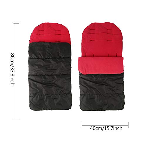 YIKEYO Saco Silla Paseo Universal Invierno - Bebe Sacos de abrigo para Carritos - Calentito Saco en el Carro - Impermeable Sacos de abrigo (Rojo)