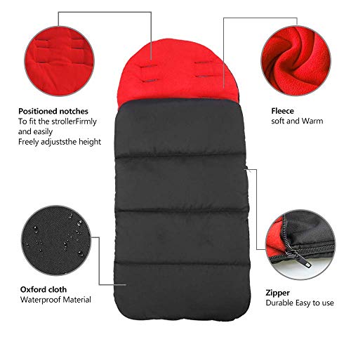 YIKEYO Saco Silla Paseo Universal Invierno - Bebe Sacos de abrigo para Carritos - Calentito Saco en el Carro - Impermeable Sacos de abrigo (Rojo)