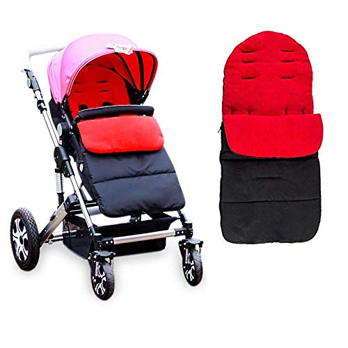 YIKEYO Saco Silla Paseo Universal Invierno - Bebe Sacos de abrigo para Carritos - Calentito Saco en el Carro - Impermeable Sacos de abrigo (Rojo)