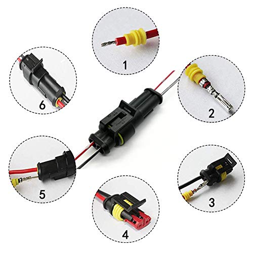 YIXISI 12 Piezas 2-Pin Clavija Conector de Electrico Impermeable, Conector Electrico Impermeable, Impermeable Conector Enchufe, Coche Impermeable Rápido Enchufe Terminal para Moto Coche Camión Marino