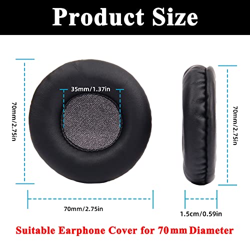 Yizhet 1 Par Almohadillas Auriculares 70 mm Cascos Almohadillas de Espuma de Repuesto Universales Redondas 7cm Cojín para Auriculares Esponja de Cuero Cojines Compatible con Sony Auriculares