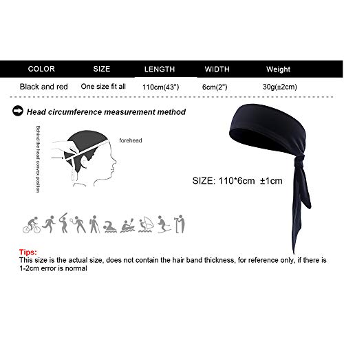 Yizhet Diadema Deportiva Hombre, 2 Piezas Cinta para Pelo Roja y Negro, Cinta Sudor Cabeza Antideslizante, Bandas de Cabeza Unisex Pañuelo Pelo Deporte Headband para Ciclismo, Yoga