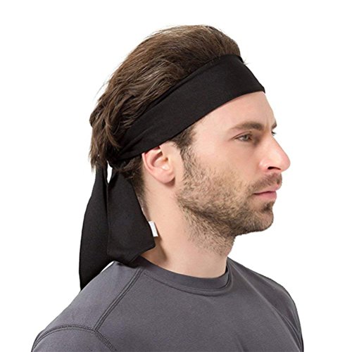 Yizhet Diadema Deportiva Hombre, 2 Piezas Cinta para Pelo Roja y Negro, Cinta Sudor Cabeza Antideslizante, Bandas de Cabeza Unisex Pañuelo Pelo Deporte Headband para Ciclismo, Yoga