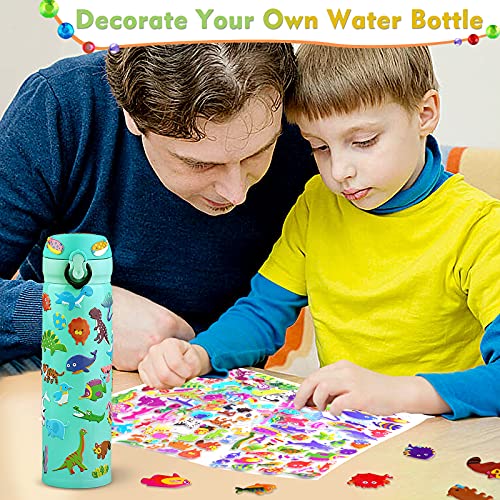 Yojoloin Botella de Agua Acero Inoxidable Niños,Botella de Agua Termica Infantil,DIY Niños Manualidades Botella Agua Niños Colegio,sin bpa,Antigoteo,con Bolsa Viajar,Regalos Niños